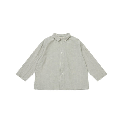 儿童奶油白格子棉衬衫