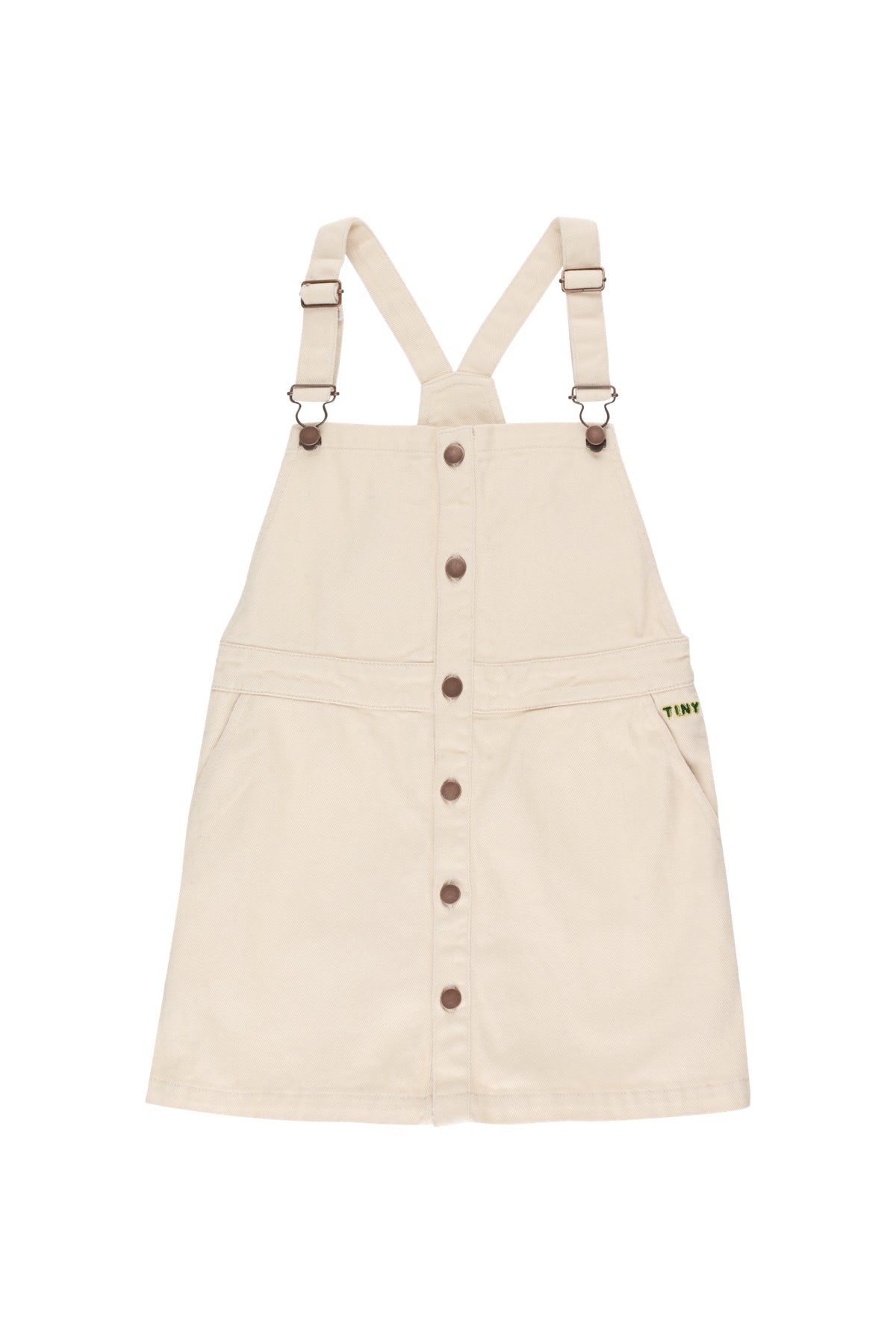 Girls Cream Solid Cotton Dress