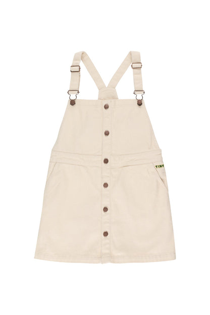 Girls Cream Solid Cotton Dress
