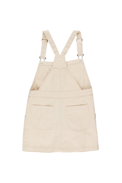 Girls Cream Solid Cotton Dress