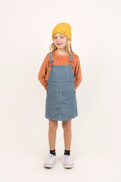 Girls Stripe Denim Cotton Short Dress