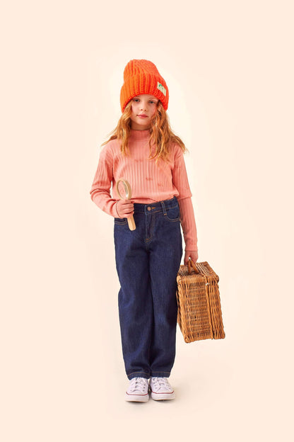 女童粉色棉长袖T恤