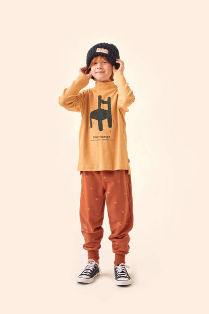 儿童米色印花棉T恤