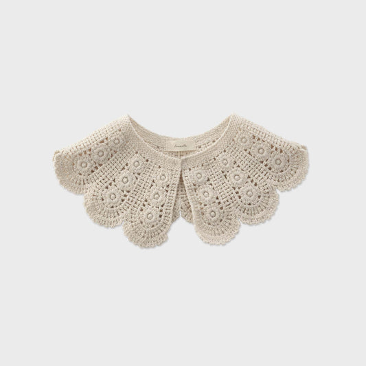 女童白色针织可拆卸衣领