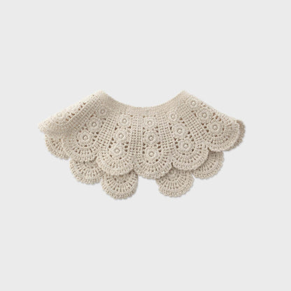 女童白色针织可拆卸衣领