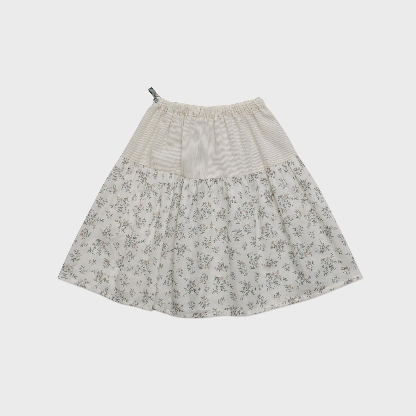 女童绿色格子棉短裙