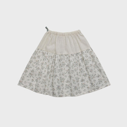 女童绿色格子棉短裙