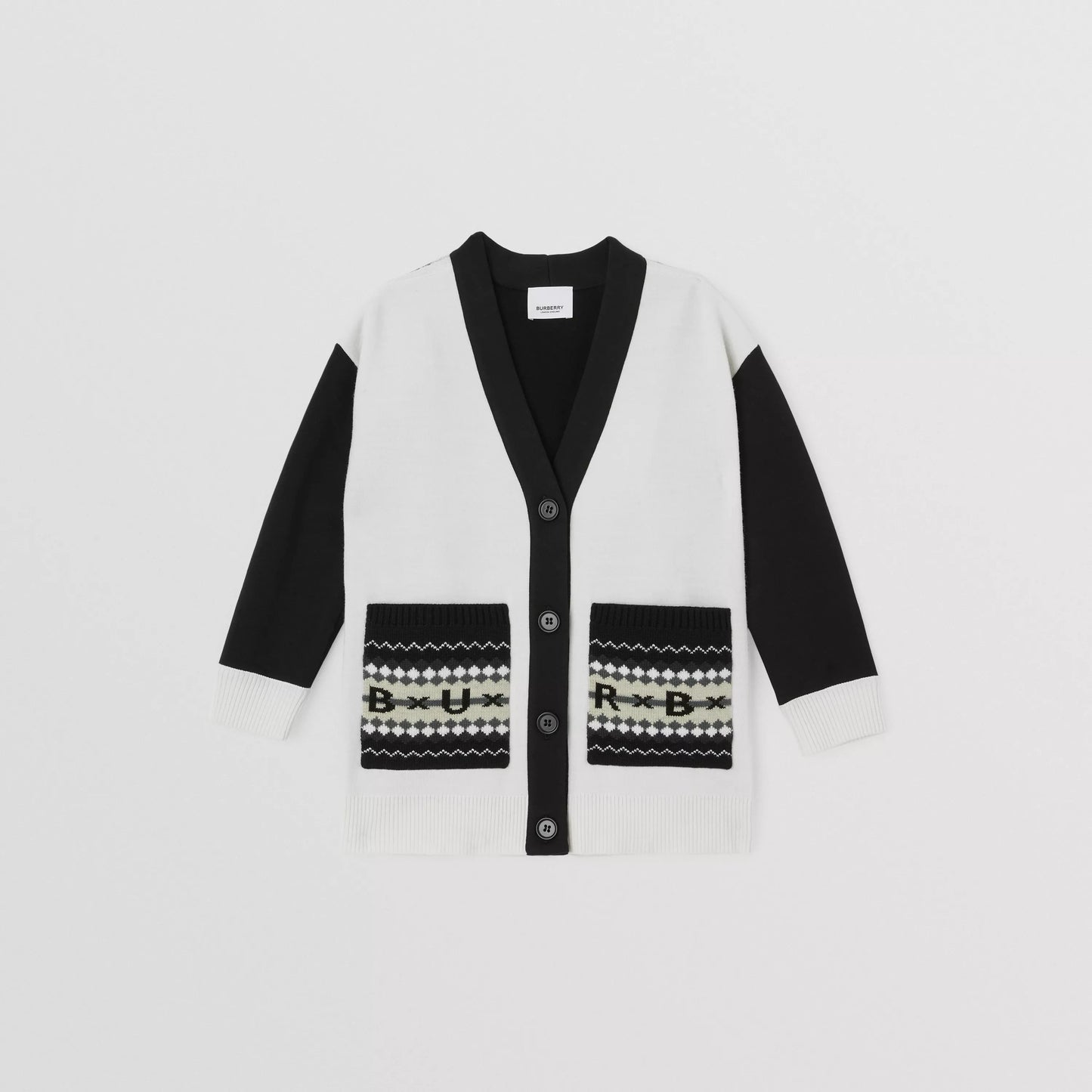 女童白色Logo羊毛开衫