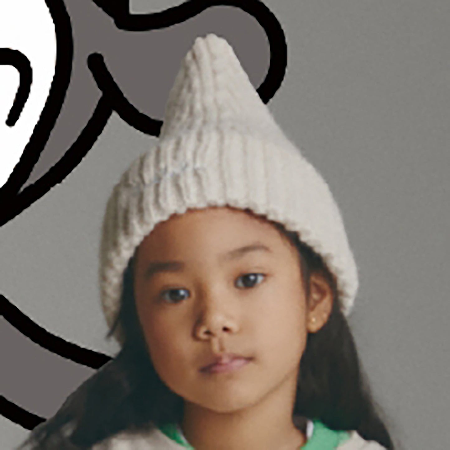 儿童米色针织羊毛帽子