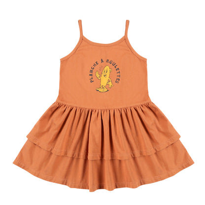 Girls Brown Painting Cotton Dress