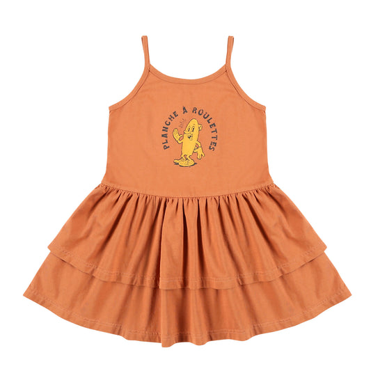 Girls Brown Painting Cotton Dress
