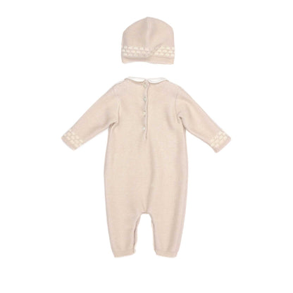 Baby Girls Beige Logo Cotton Babysuit Set