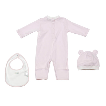 女婴粉色棉连体衣套装