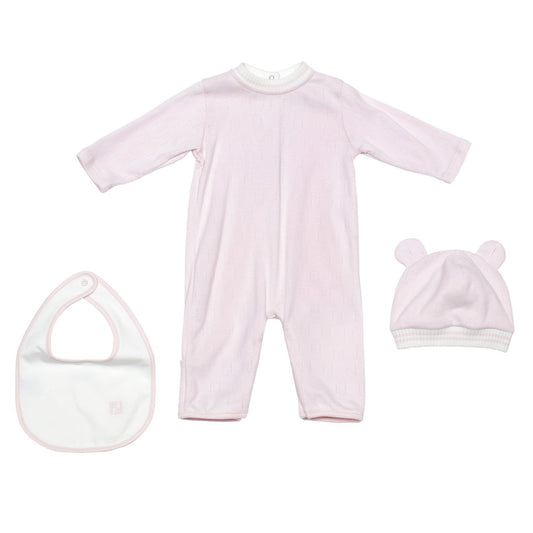 女婴粉色棉连体衣套装