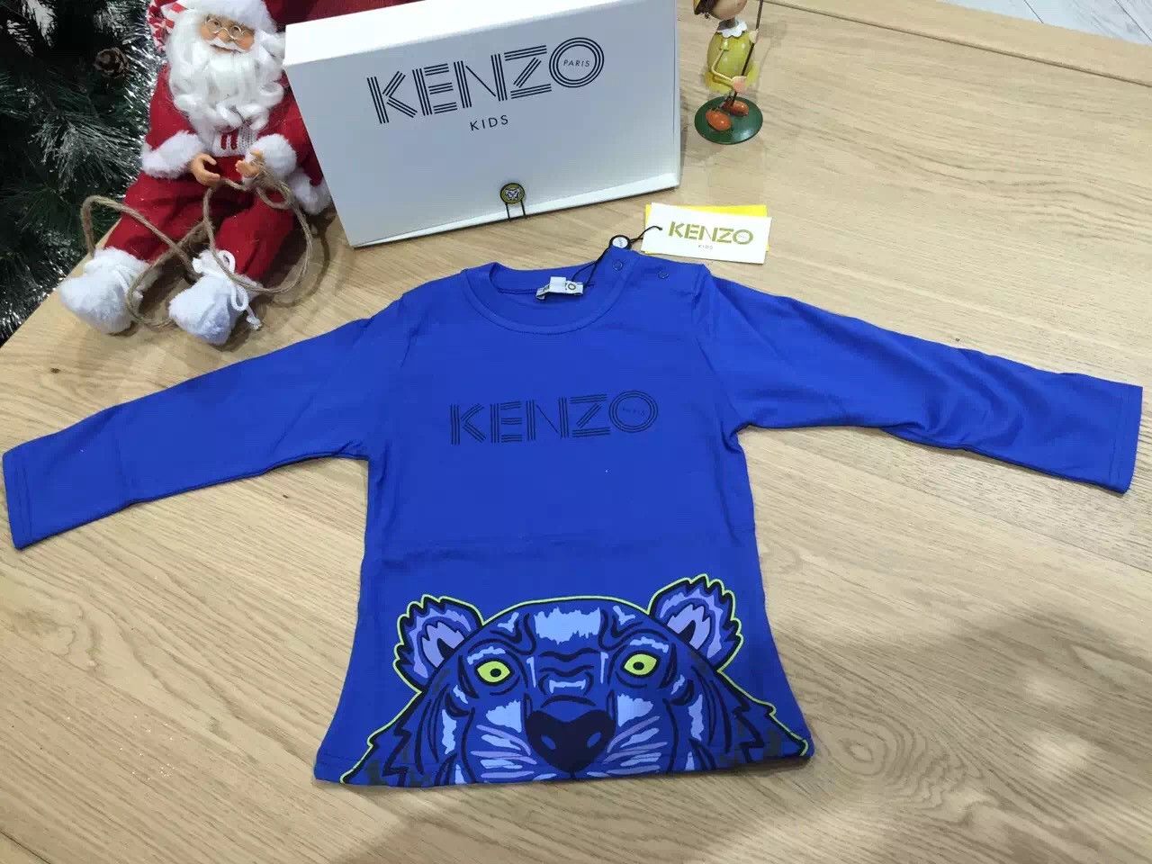 Baby Boys Blue Tiger Head Printed Cotton T-Shirt