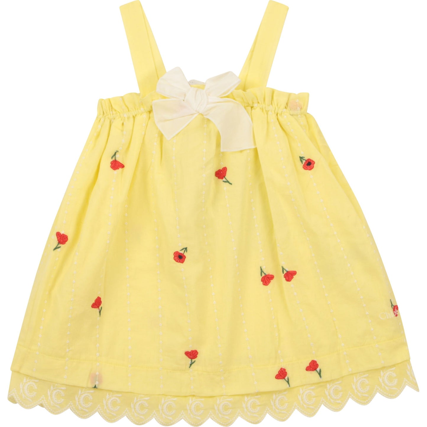 Baby Girls Yellow Embroidered Cotton Dress