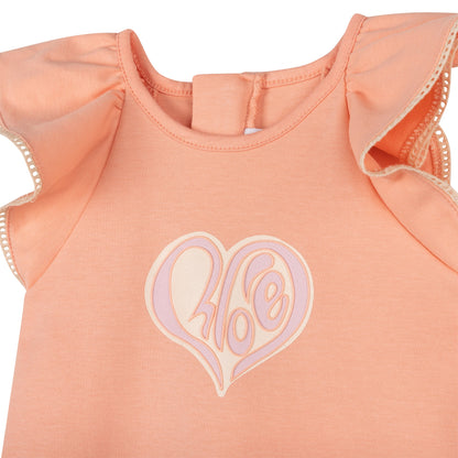 女婴浅粉色棉连衣裙