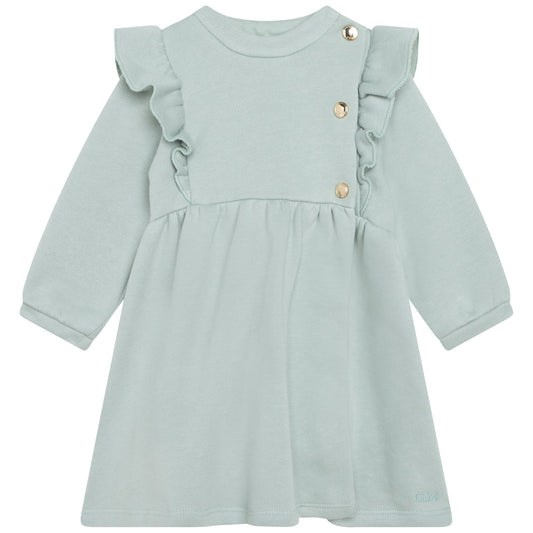 女婴青色棉连衣裙