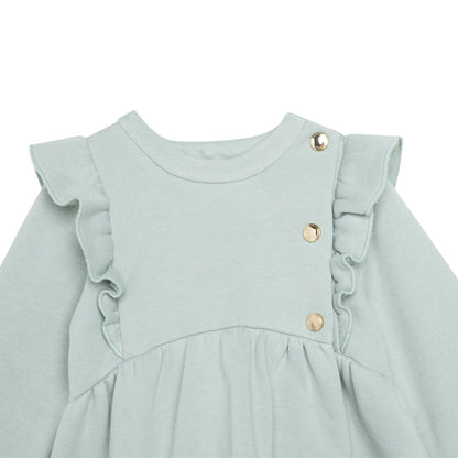 女婴青色棉连衣裙