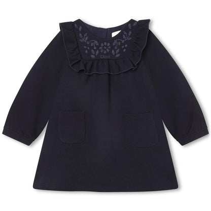 女婴蓝色刺绣连衣裙