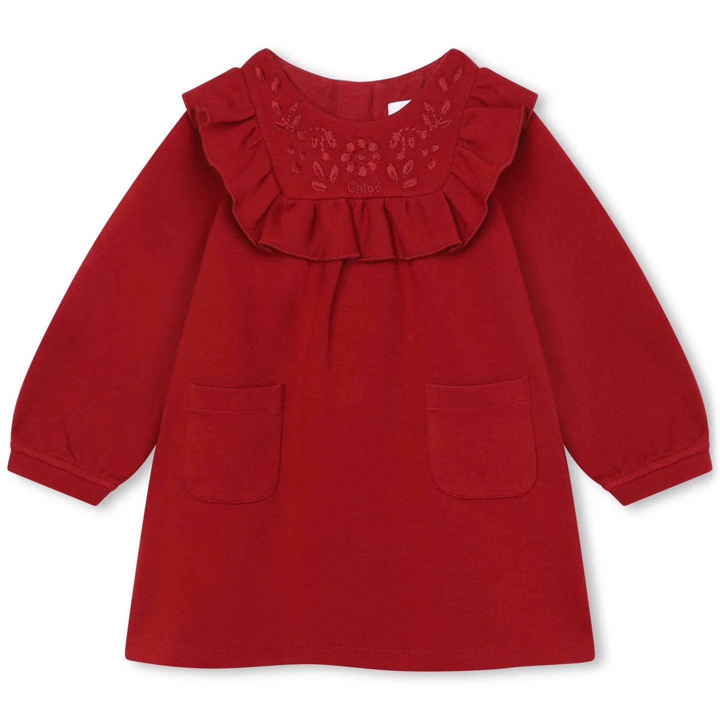 女婴红色刺绣连衣裙