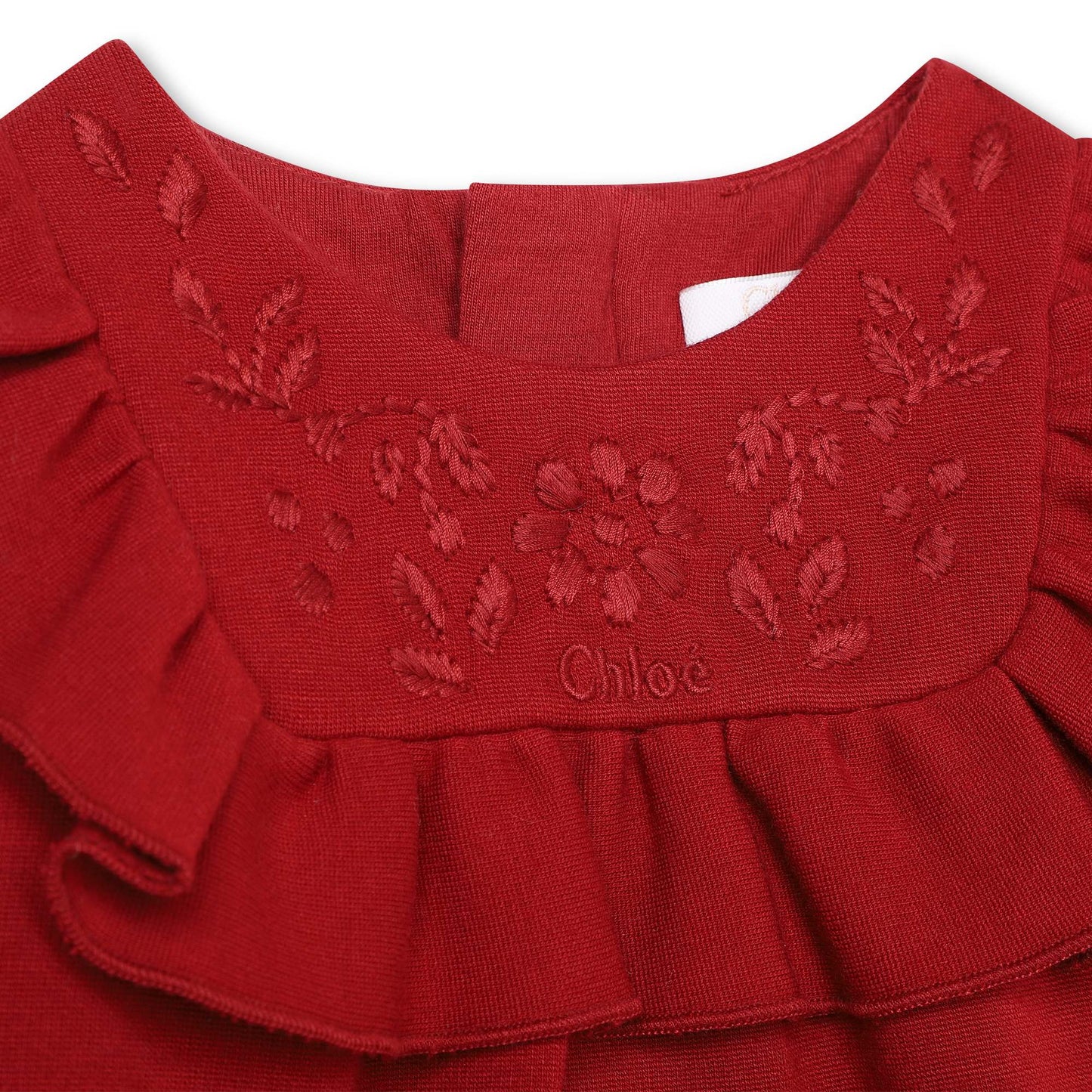 女婴红色刺绣连衣裙