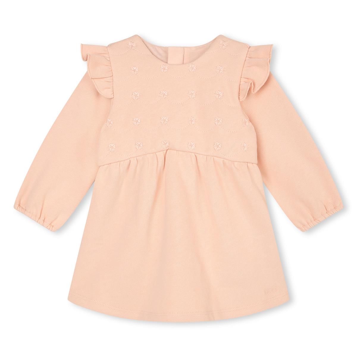 女婴粉色棉连衣裙