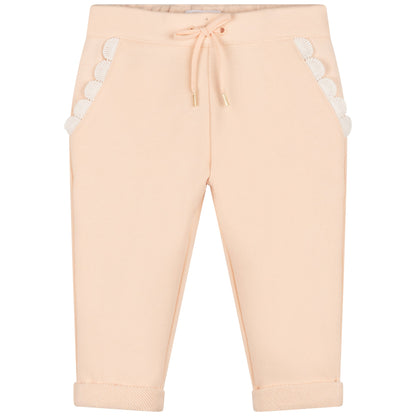 女婴粉色棉长裤