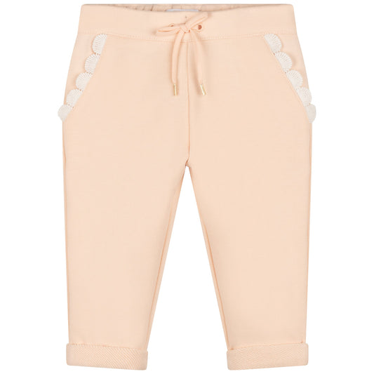 女婴粉色棉长裤