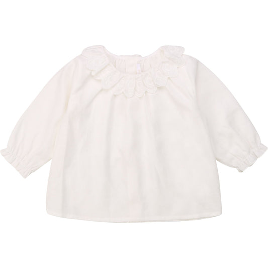 Baby Girls Off White Cotton Blouse