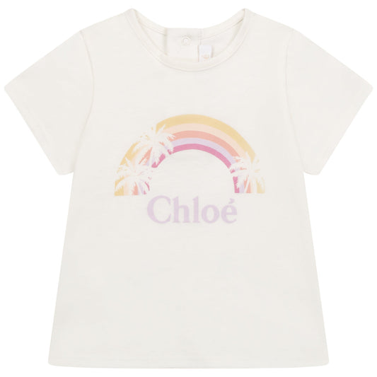 女婴白色Logo棉T恤