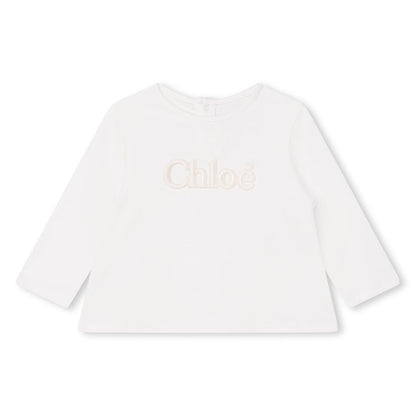 女婴白色Logo棉T恤