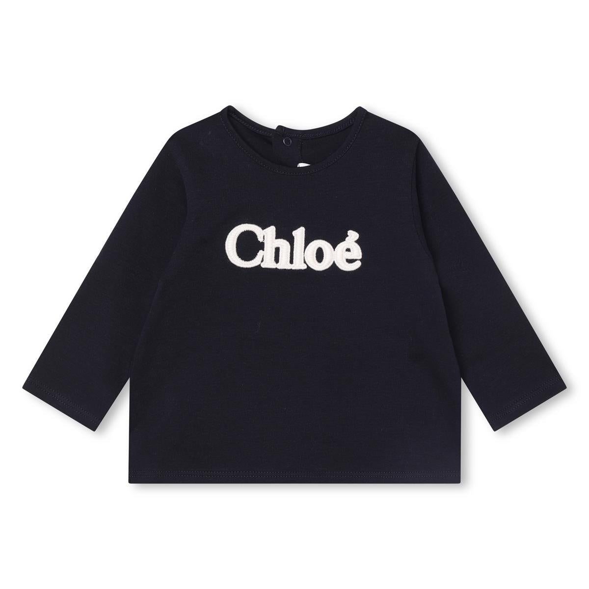 女婴蓝色Logo棉T恤