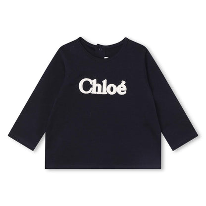 女婴蓝色Logo棉T恤