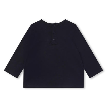 女婴蓝色Logo棉T恤