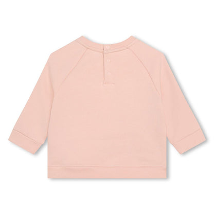 女婴粉色Logo棉卫衣