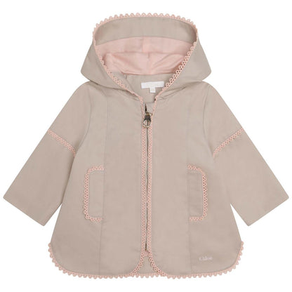 女婴米色连帽外套