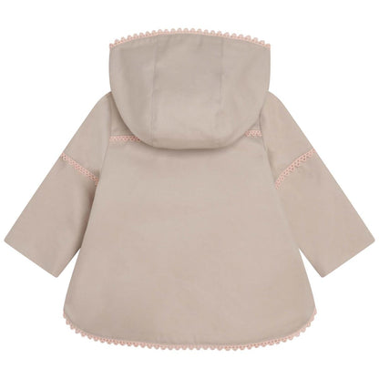 女婴米色连帽外套