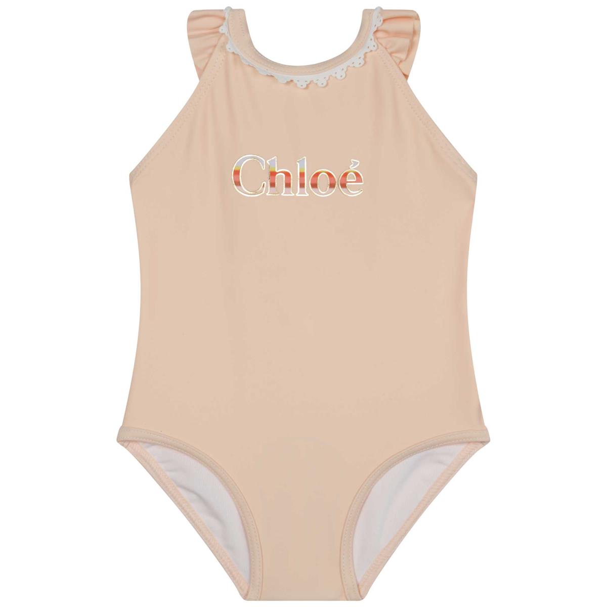 女婴粉色连体泳衣