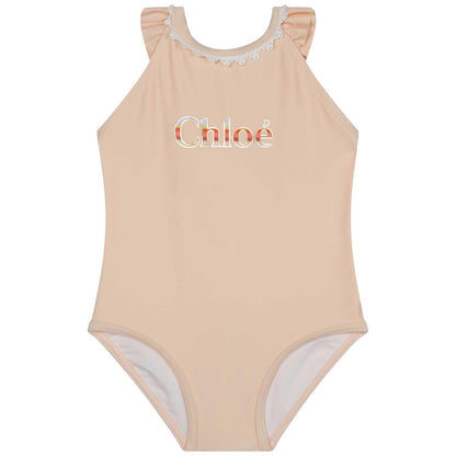 女婴粉色连体泳衣