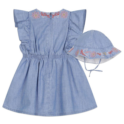 女婴蓝色连衣裙套装