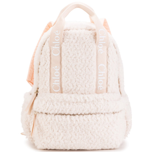 女童象牙白人造皮背包 (40cm)