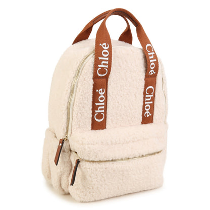 女童白色Logo羊羔绒背包(36cm)