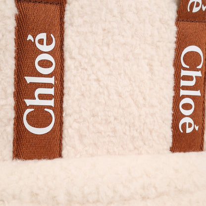 女童白色Logo羊羔绒背包(36cm)