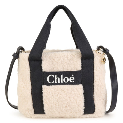 女童白色Logo羊羔绒手提包(29cm)