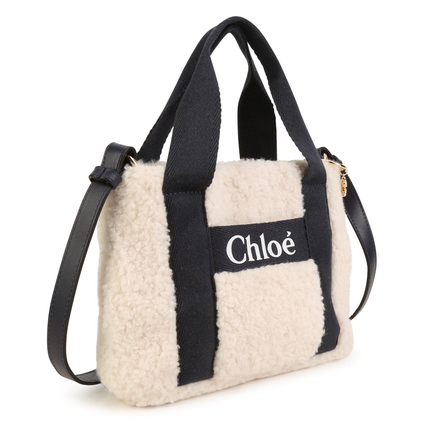 女童白色Logo羊羔绒手提包(29cm)