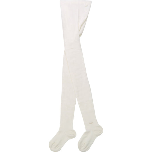女童象牙白棉连裤袜