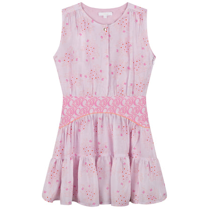 女童粉色印花连衣裙