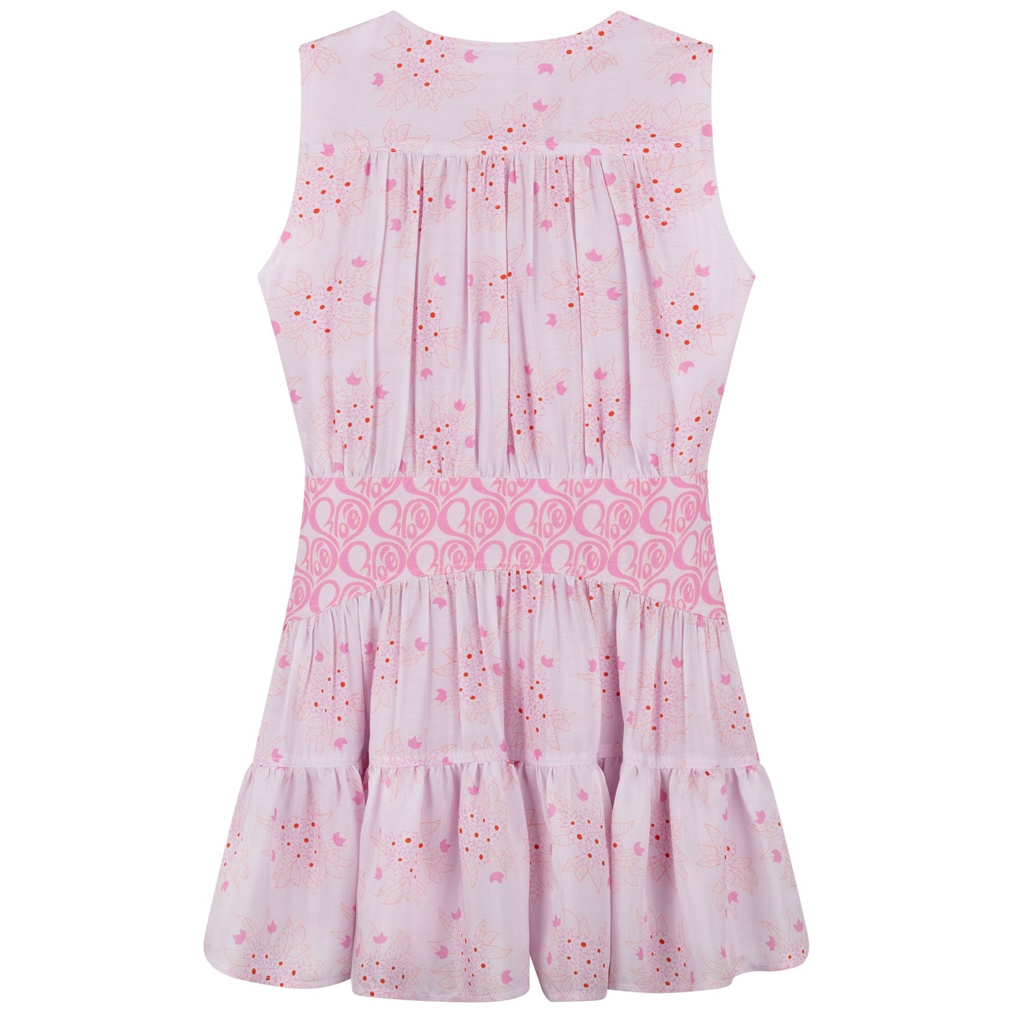 女童粉色印花连衣裙