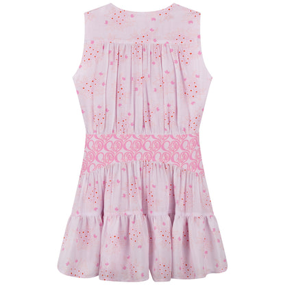 女童粉色印花连衣裙